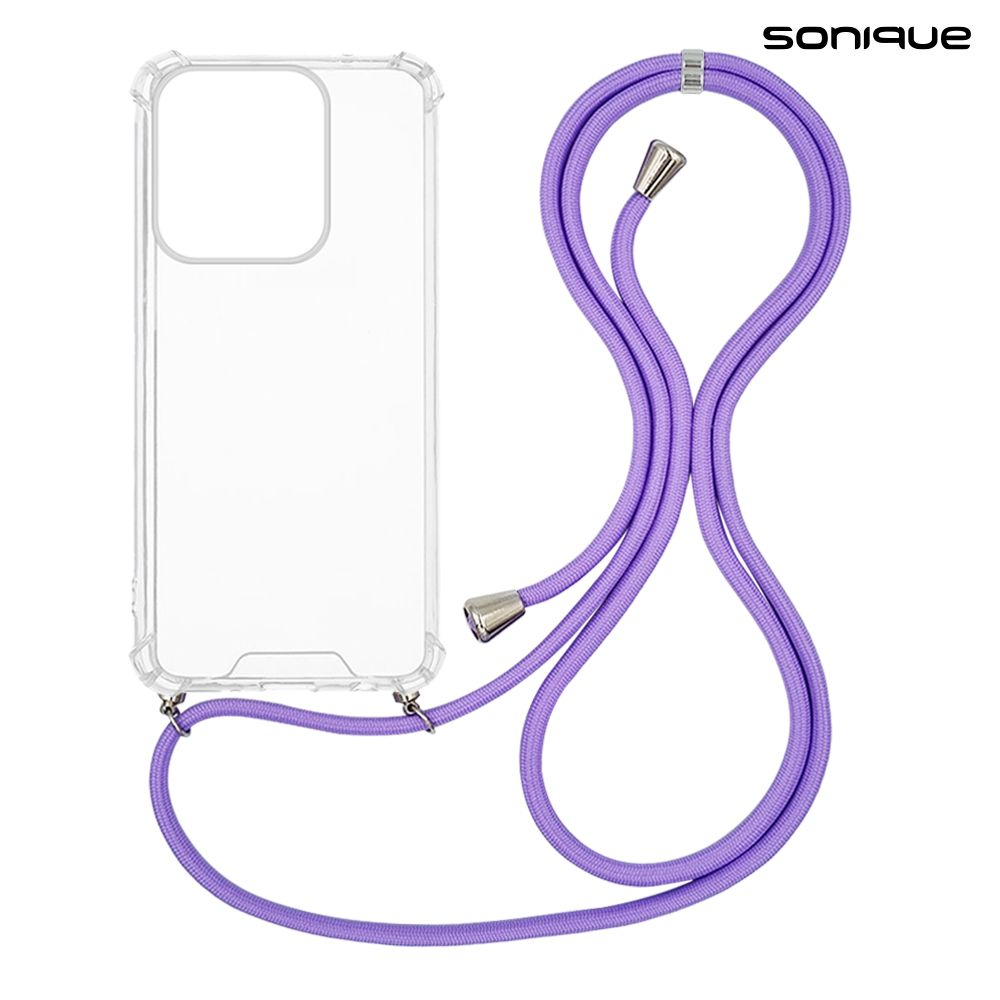 Θήκη Σιλικόνης με Κορδόνι Sonique Armor Clear Motorola Moto G15 4G / Moto G15 Power / Moto G17 5G / Moto G17 Power 5G Λιλά
