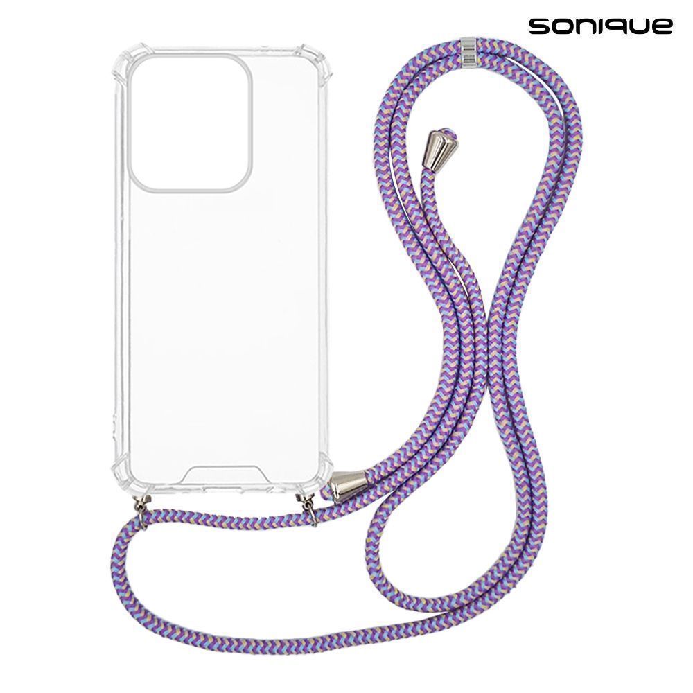 Θήκη Σιλικόνης με Κορδόνι Sonique Armor Clear Motorola Moto G15 4G / Moto G15 Power / Moto G17 5G / Moto G17 Power 5G Rainbow Λιλά