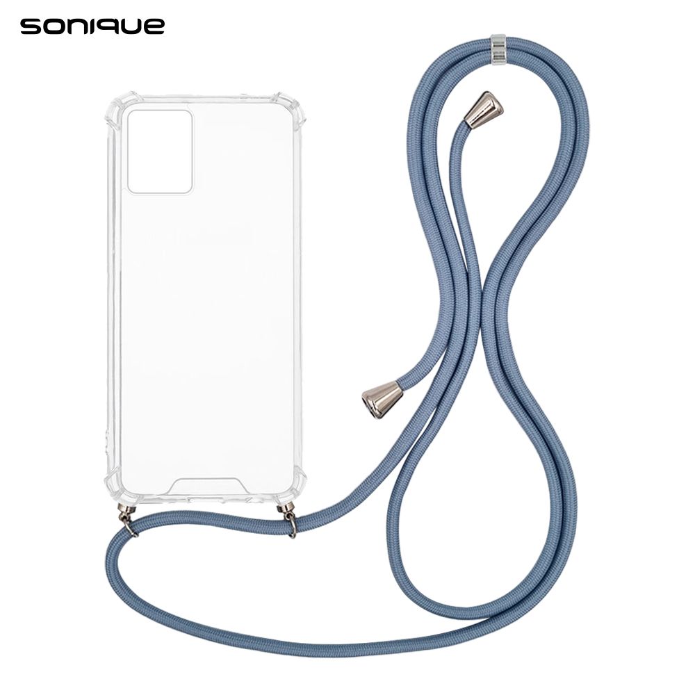 Θήκη Σιλικόνης με Κορδόνι Sonique Armor Clear Motorola Moto G53 5G Μπλε Γκρι