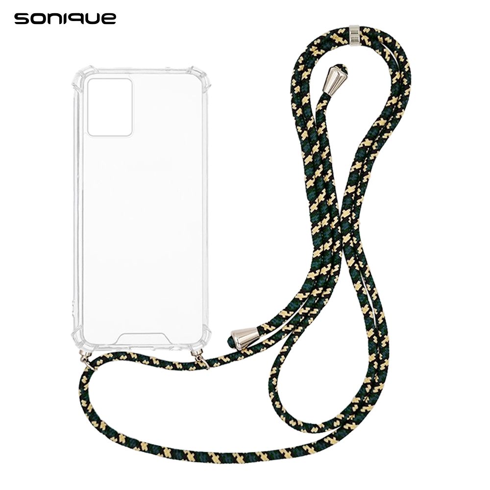 Θήκη Σιλικόνης με Κορδόνι Sonique Armor Clear Motorola Moto G53 5G Rainbow Πράσινο