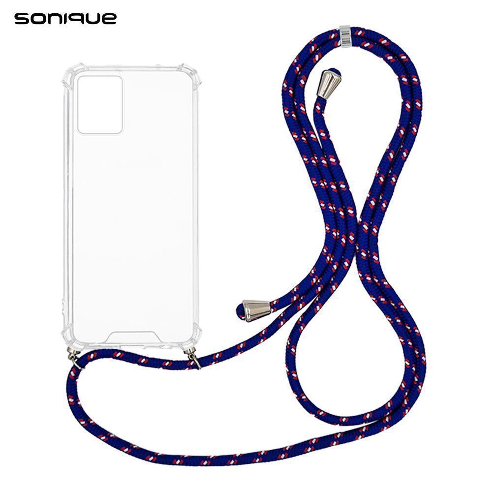 Θήκη Σιλικόνης με Κορδόνι Sonique Armor Clear Motorola Moto G53 5G Rainbow Μπλε