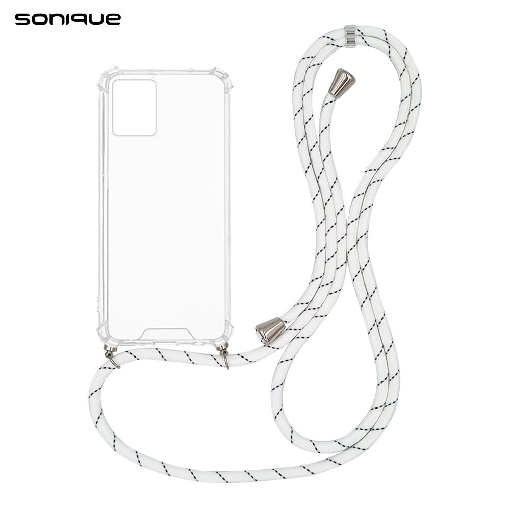 Θήκη Σιλικόνης με Κορδόνι Sonique Armor Clear Motorola Moto G53 5G Rainbow Λευκό