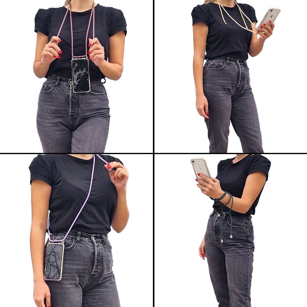Θήκη Σιλικόνης με Κορδόνι Sonique Armor Clear Xiaomi Redmi Note 14 4G (164.84mm) Rainbow Λιλά