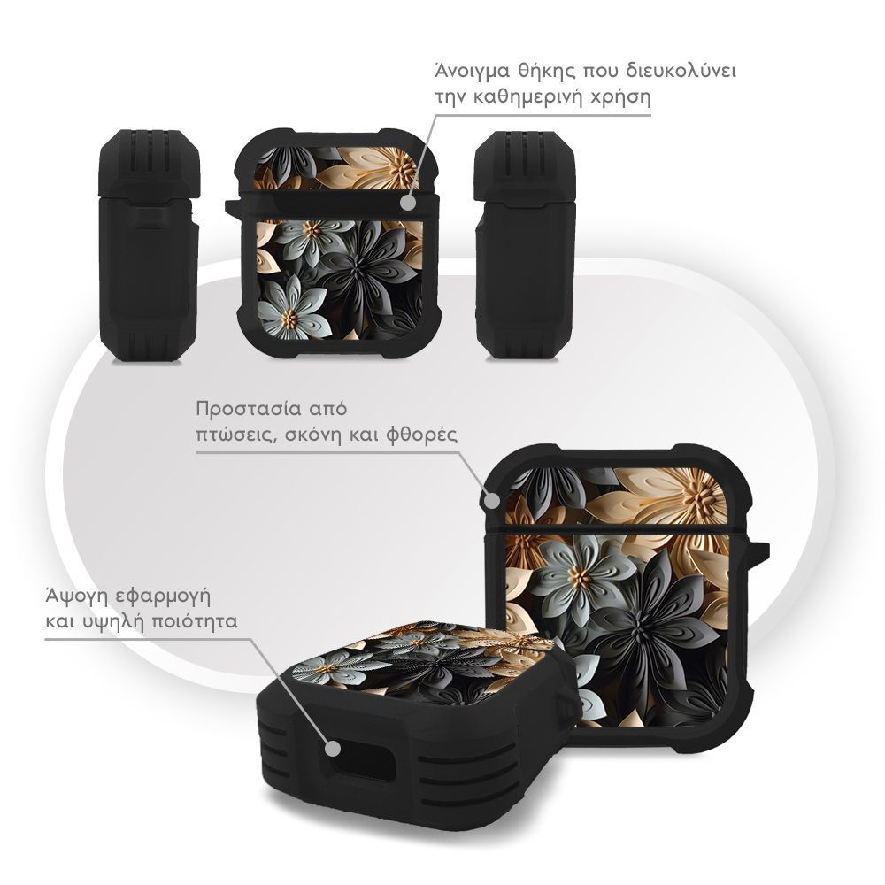 Θήκη Σιλικόνης Sonique 3D Flower Series για AirPods 1/2 Γκρι