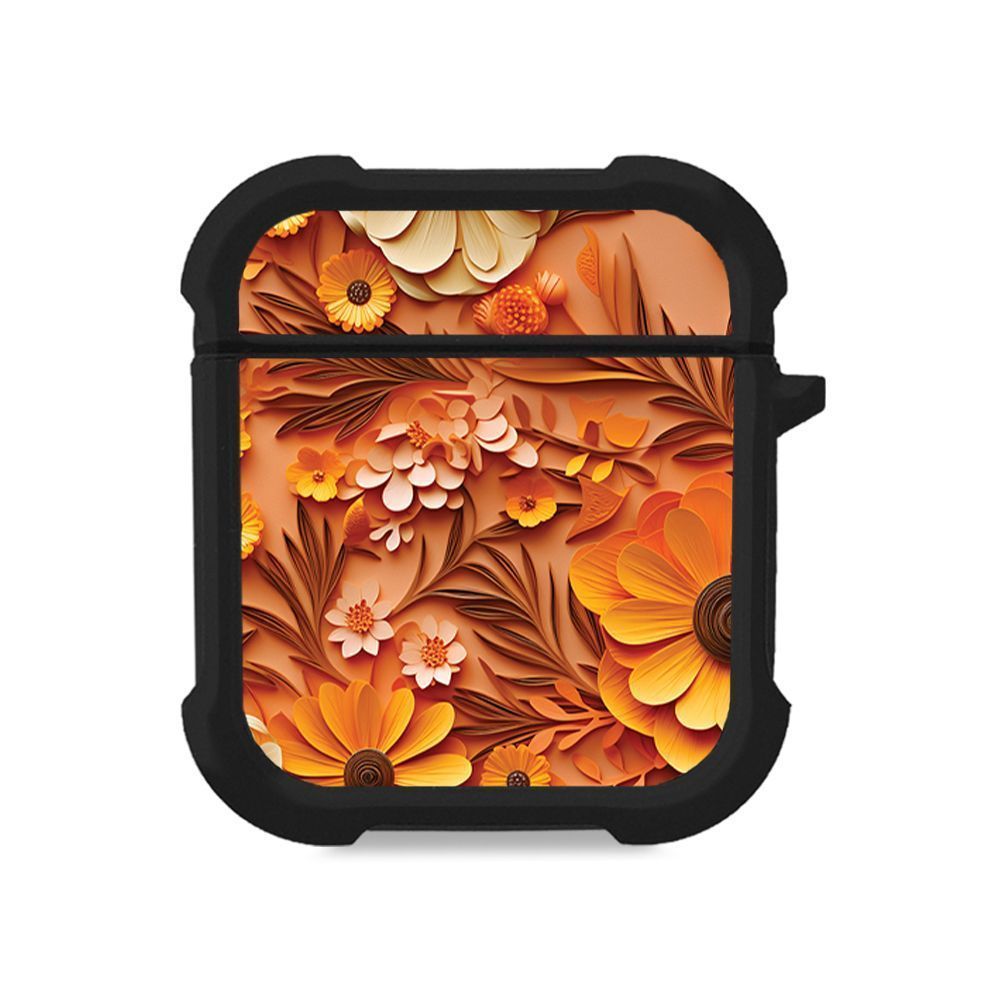 Θήκη Σιλικόνης Sonique 3D Flower Series για AirPods 1/2 Πορτοκαλί
