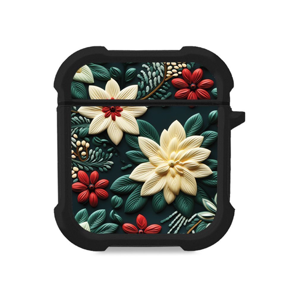 Θήκη Σιλικόνης Sonique 3D Flower Series για AirPods 1/2 Πράσινο