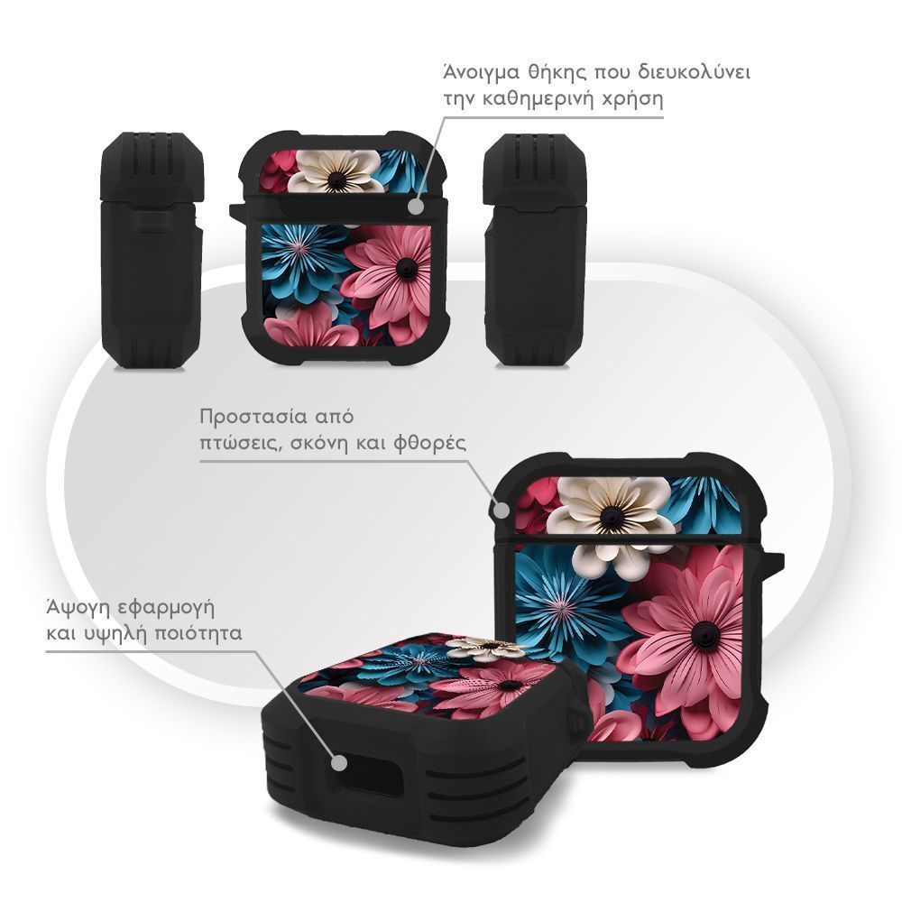 Θήκη Σιλικόνης Sonique 3D Flower Series για AirPods 1/2 Ροζ 01
