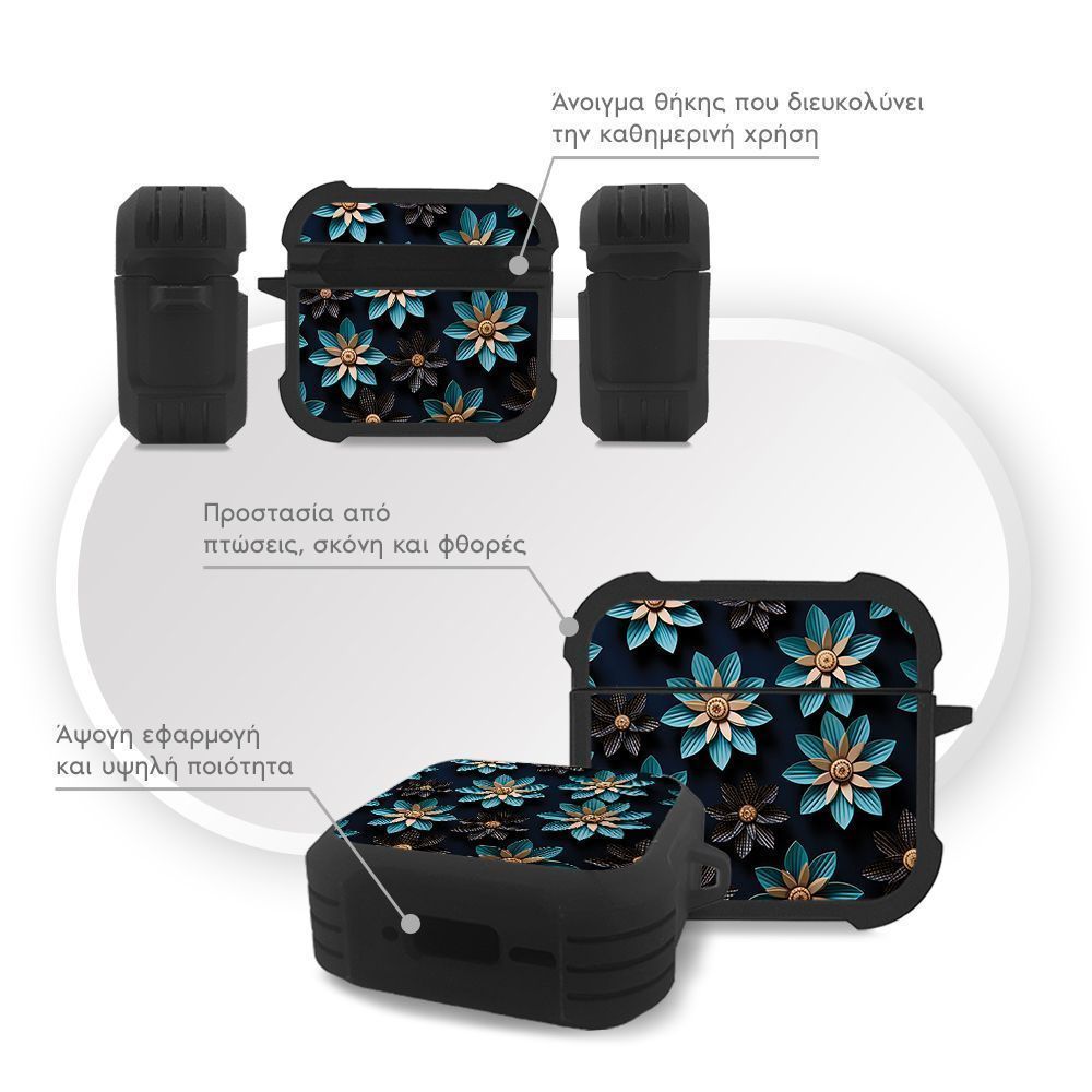Θήκη Σιλικόνης Sonique 3D Flower Series για AirPods 4 Γαλάζιο