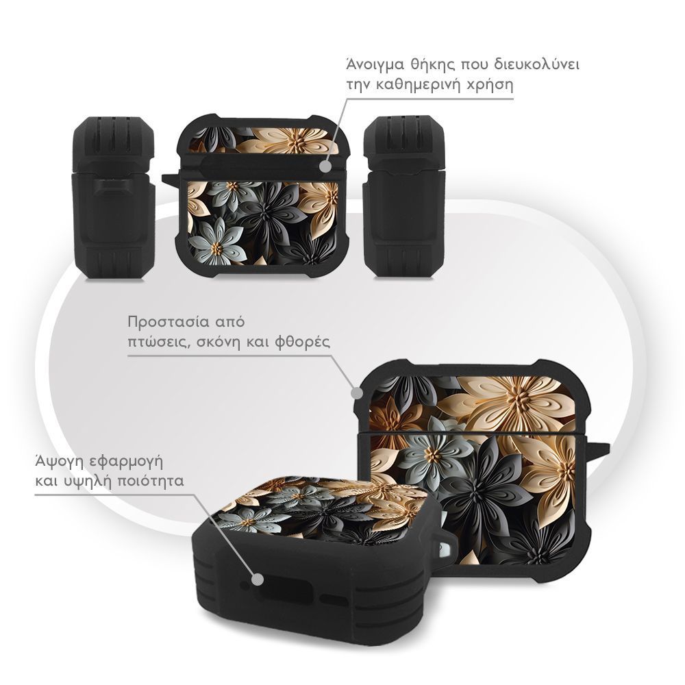 Θήκη Σιλικόνης Sonique 3D Flower Series για AirPods 4 Γκρι