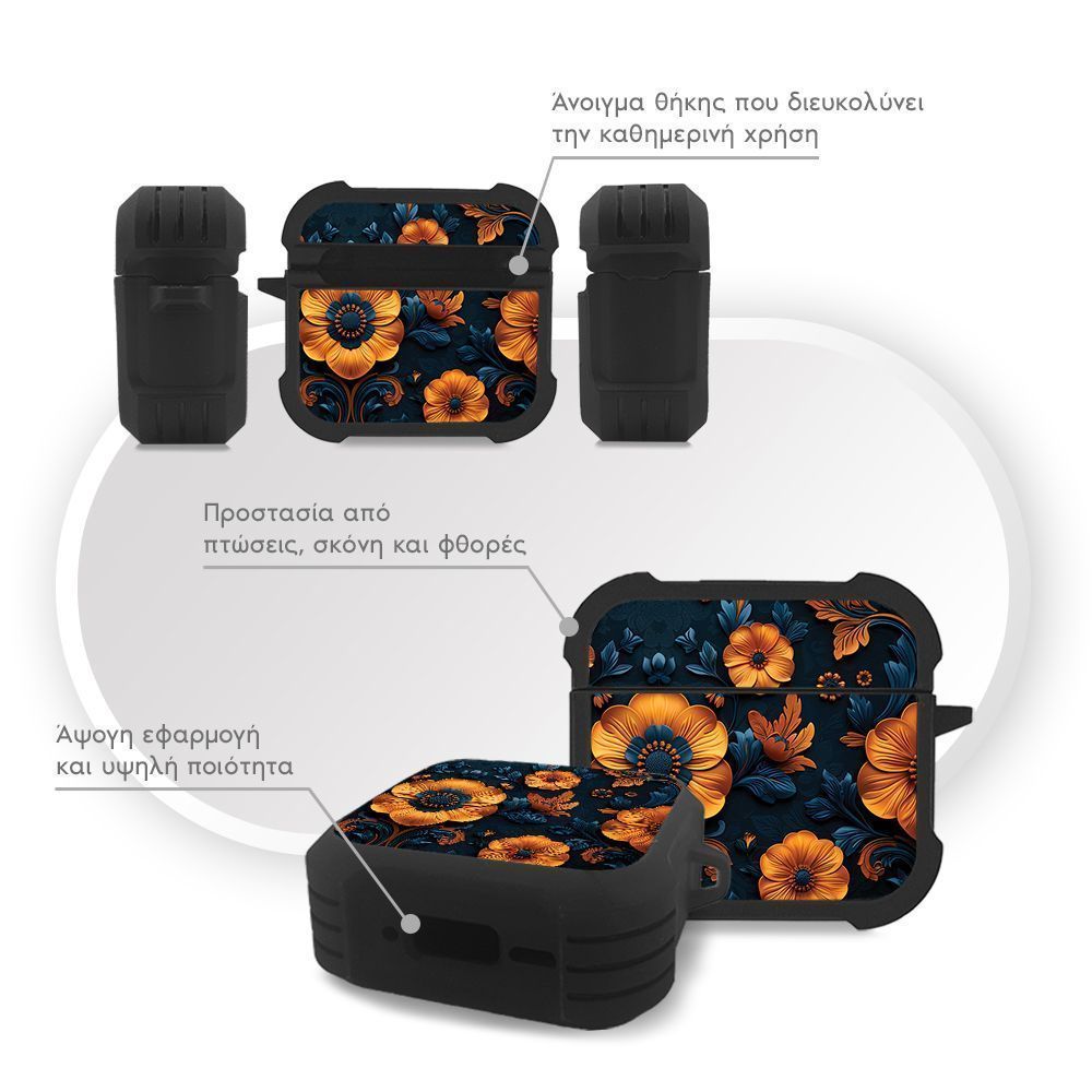 Θήκη Σιλικόνης Sonique 3D Flower Series για AirPods 4 Πορτοκαλί 01
