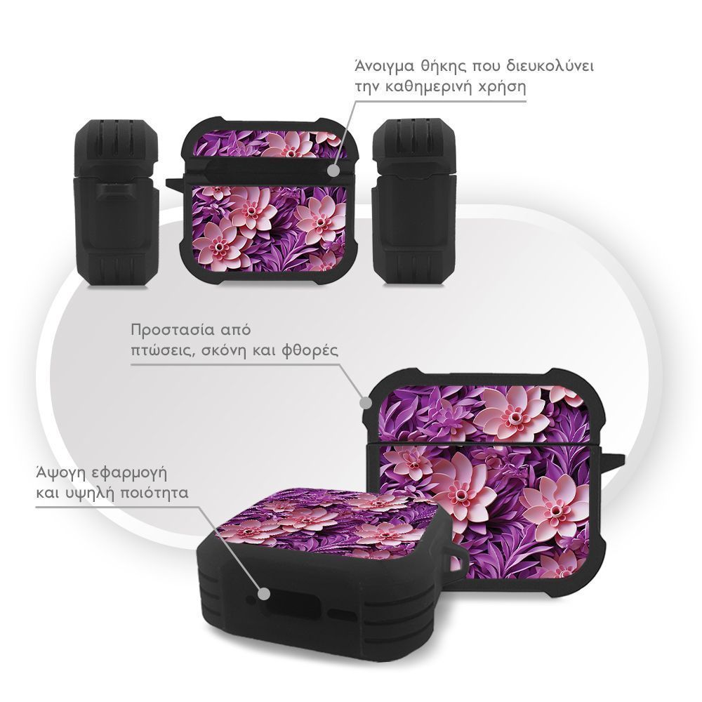 Θήκη Σιλικόνης Sonique 3D Flower Series για AirPods 4 Ροζ