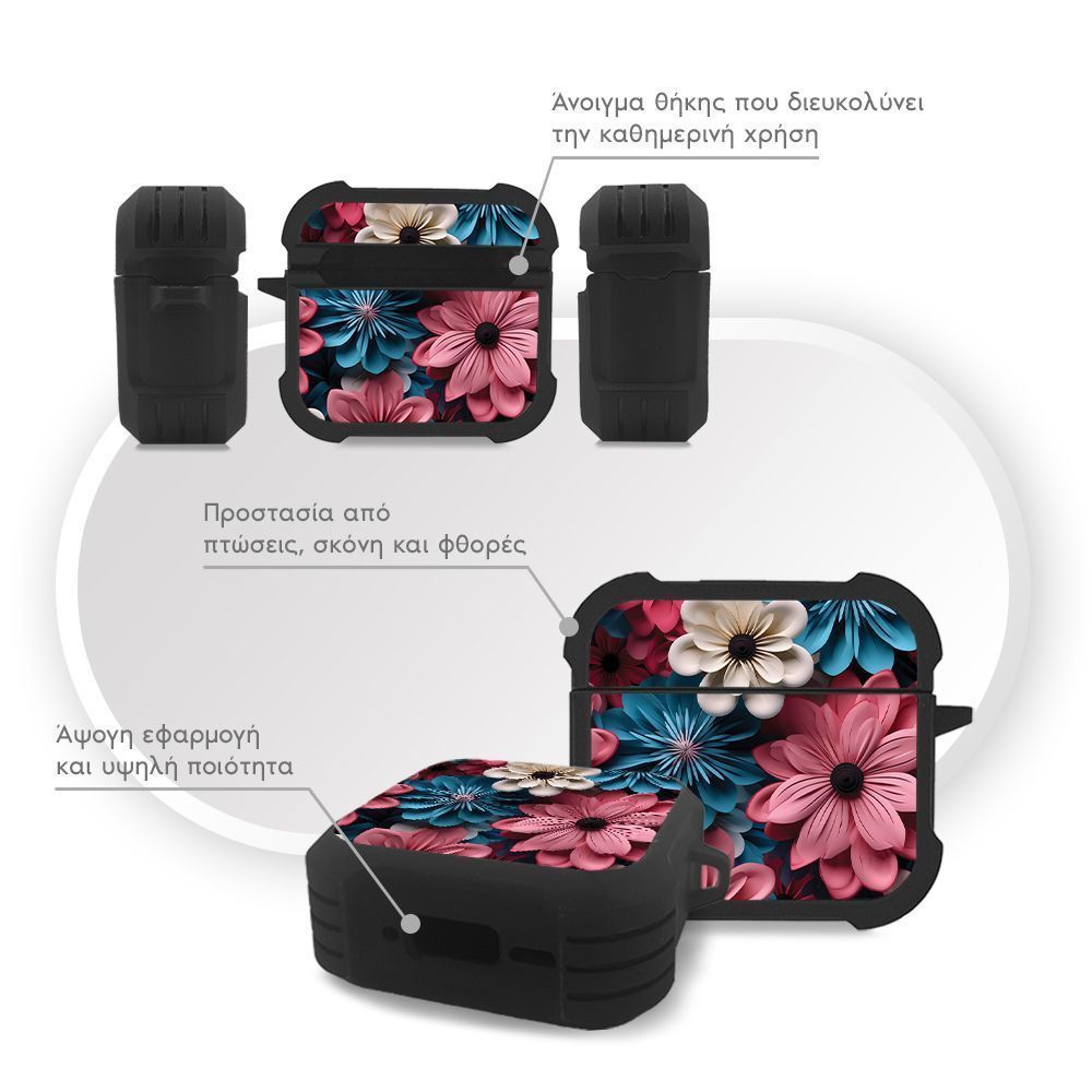 Θήκη Σιλικόνης Sonique 3D Flower Series για AirPods 4 Ροζ 01