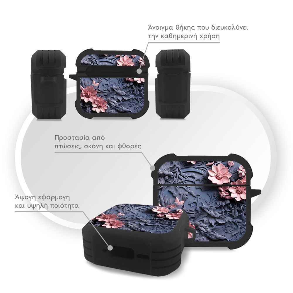 Θήκη Σιλικόνης Sonique 3D Flower Series για AirPods 4 Ροζ 02
