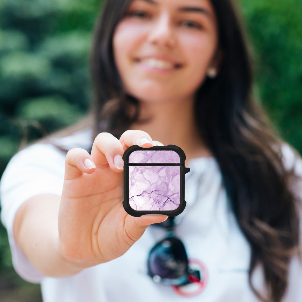 Θήκη Σιλικόνης Marble Series για AirPods 1/2 Βιολετί