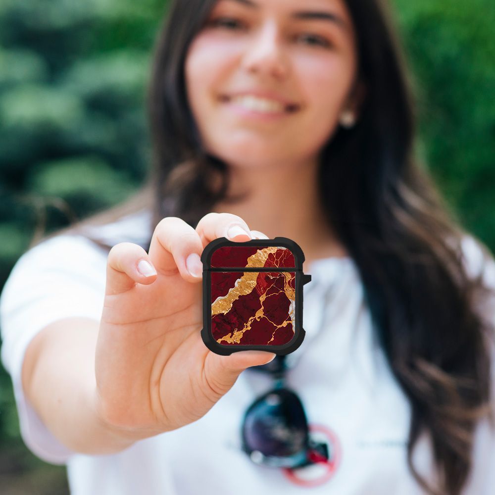 Θήκη Σιλικόνης Marble Series για AirPods 1/2 Κόκκινο