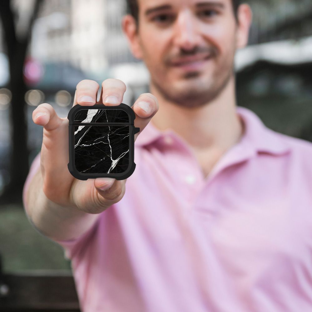 Θήκη Σιλικόνης Marble Series για AirPods 1/2 Μαύρο