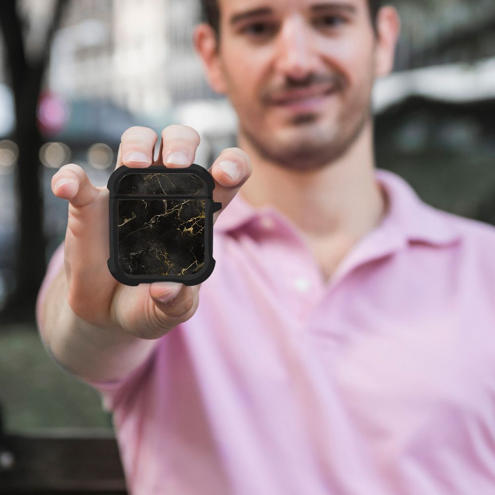 Θήκη Σιλικόνης Marble Series για AirPods 1/2 Μαύρο 01