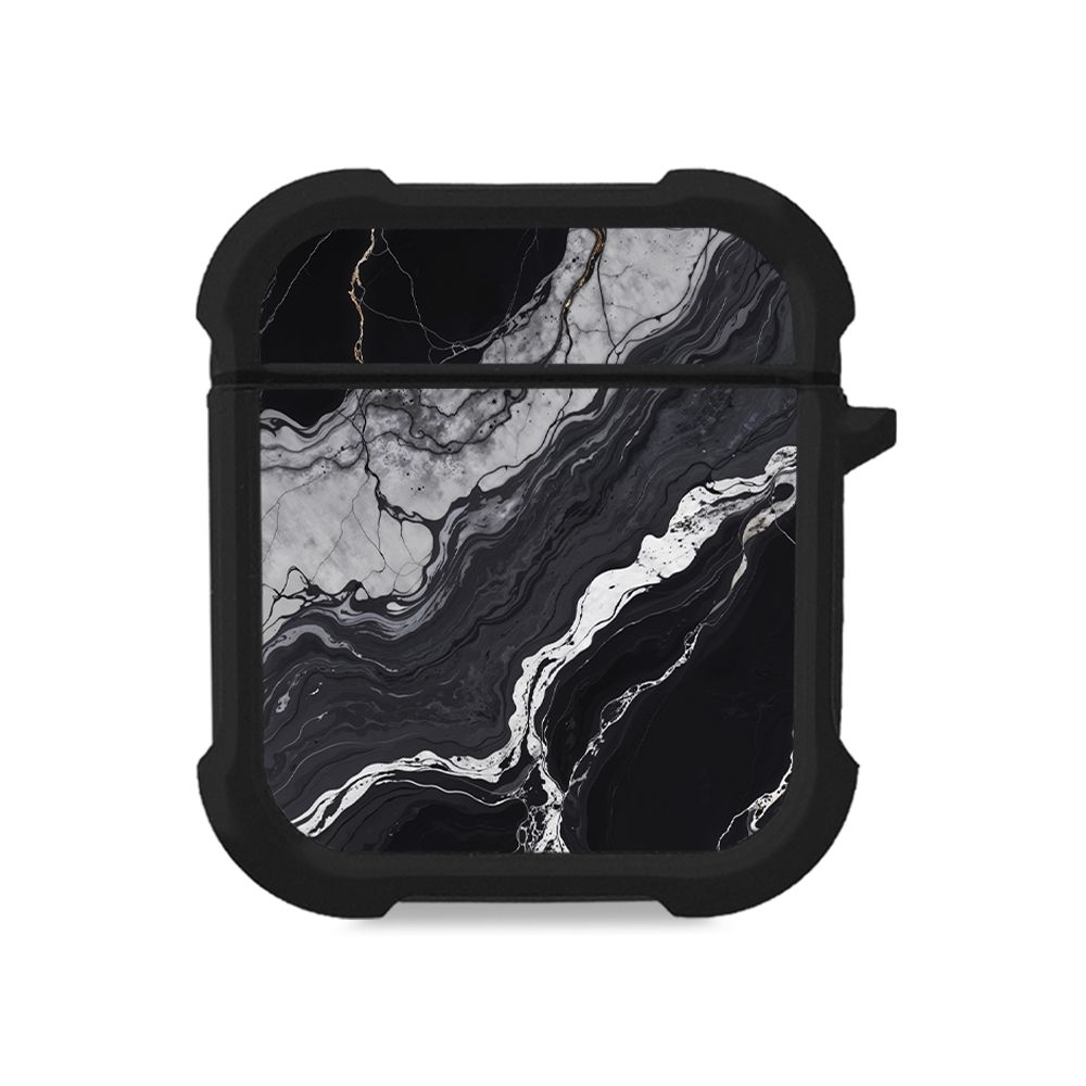 Θήκη Σιλικόνης Marble Series για AirPods 1/2 Μαύρο 02