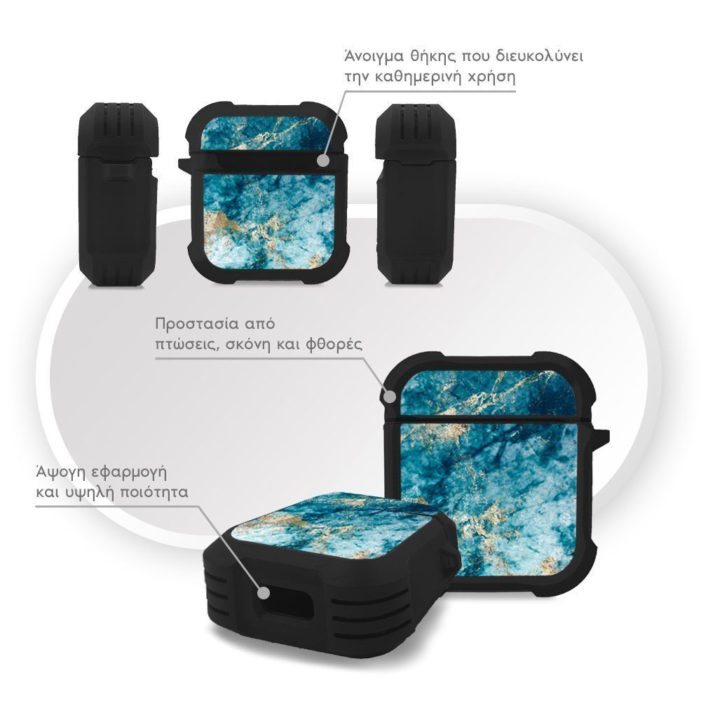 Θήκη Σιλικόνης Marble Series για AirPods 1/2 Μπλε