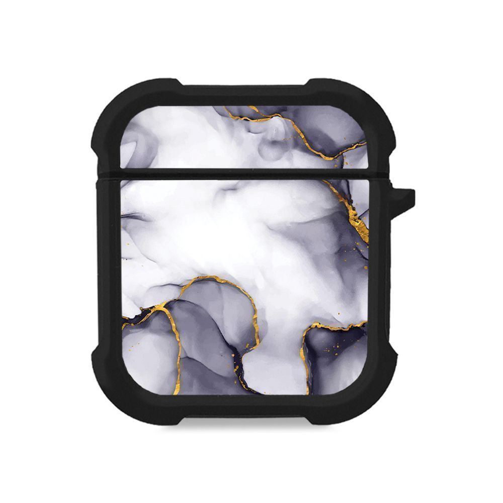 Θήκη Σιλικόνης Marble Series για AirPods 1/2 Μωβ Γκρι