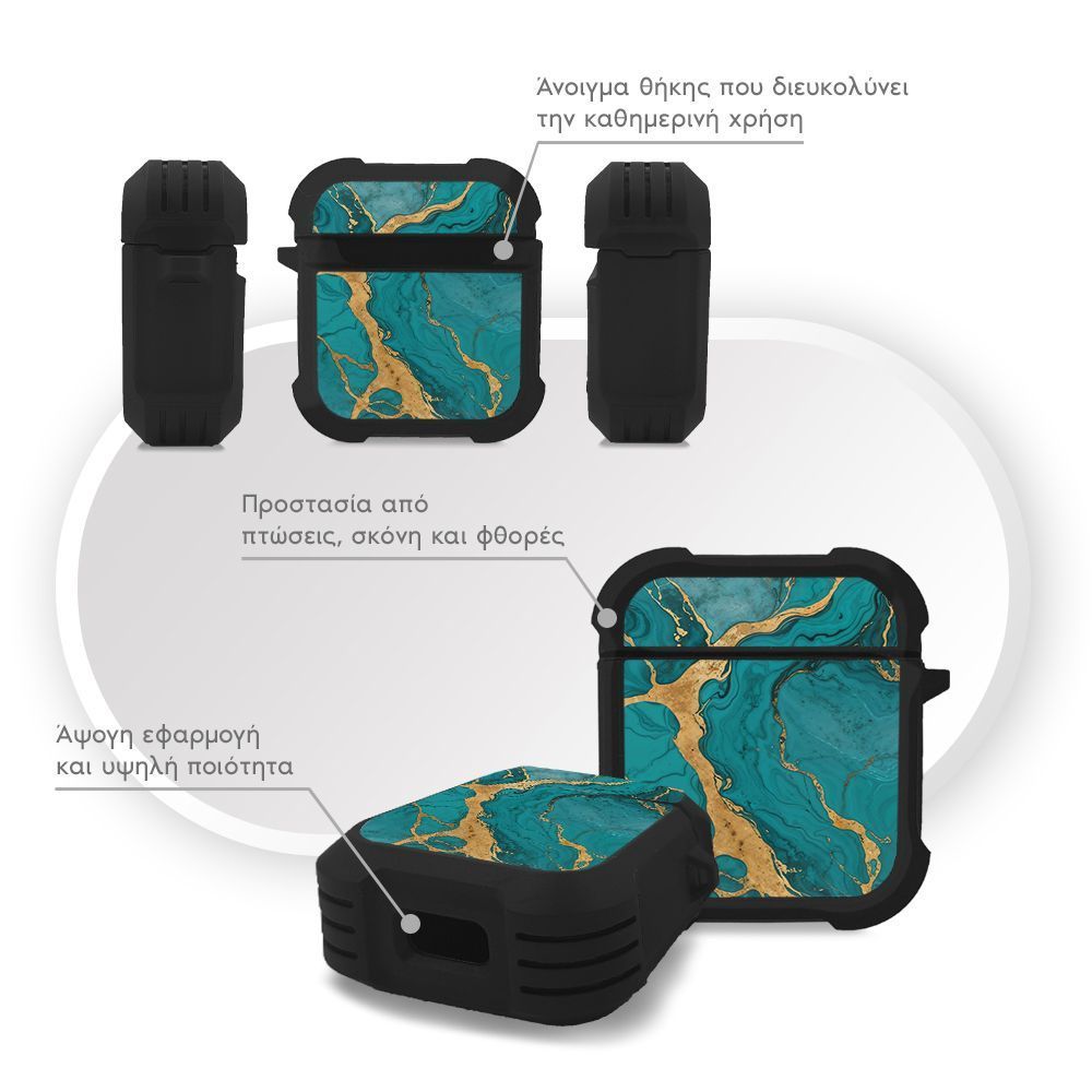 Θήκη Σιλικόνης Marble Series για AirPods 1/2 Πράσινο