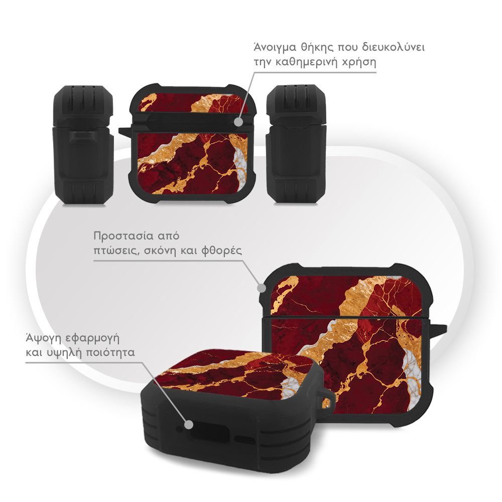 Θήκη Σιλικόνης Sonique Marble Series για AirPods 4 Κόκκινο