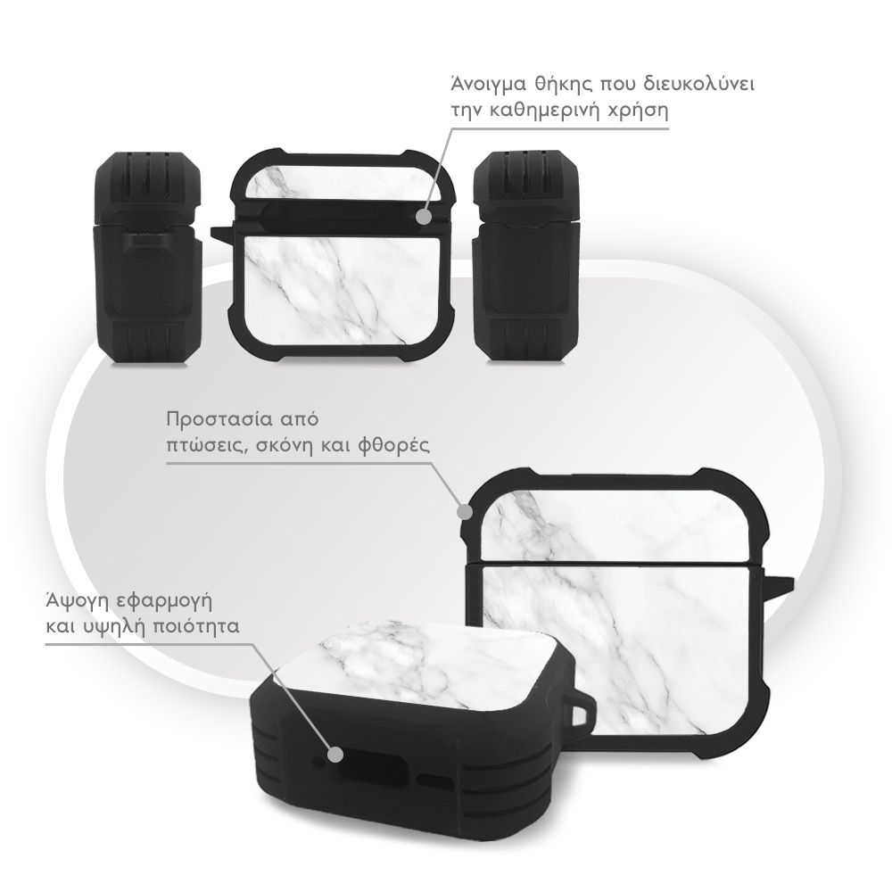Θήκη Σιλικόνης Sonique Marble Series για AirPods 4 Λευκό