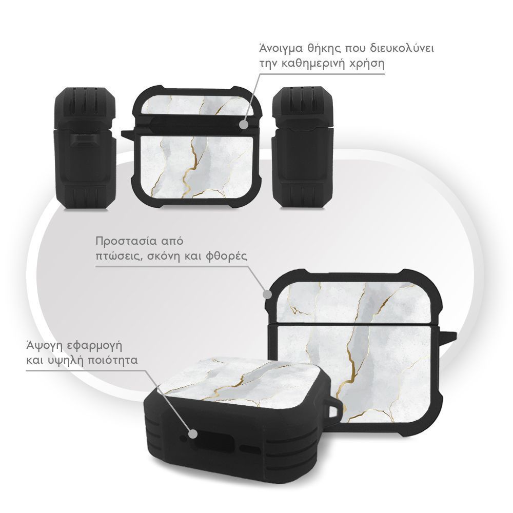 Θήκη Σιλικόνης Sonique Marble Series για AirPods 4 Λευκό 01