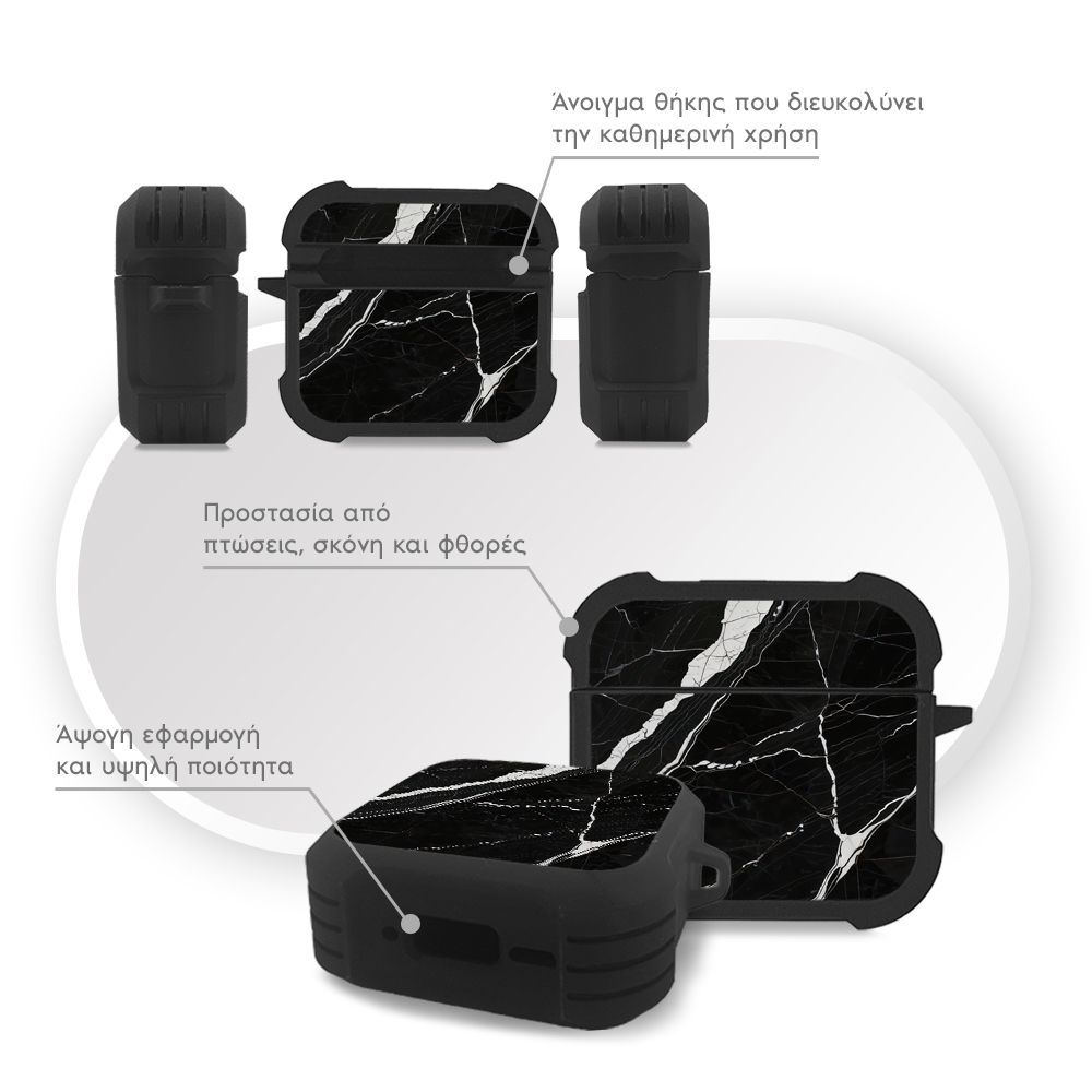 Θήκη Σιλικόνης Sonique Marble Series για AirPods 4 Μαύρο