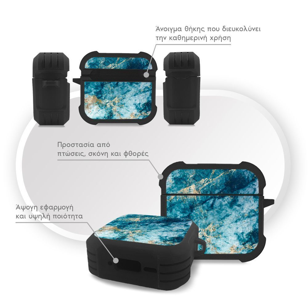 Θήκη Σιλικόνης Sonique Marble Series για AirPods 4 Μπλε