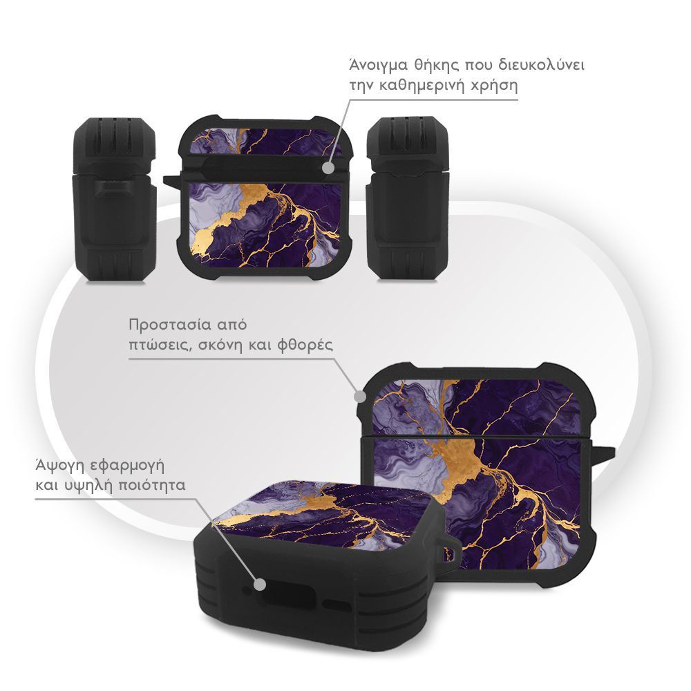 Θήκη Σιλικόνης Sonique Marble Series για AirPods 4 Μωβ