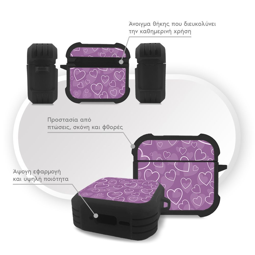 Θήκη Σιλικόνης Sonique Heart Series για AirPods 4 Βιολετί