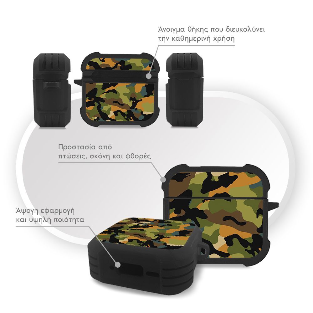 Θήκη Σιλικόνης Sonique Camouflage Army Series για AirPods 4 Πράσινο 01