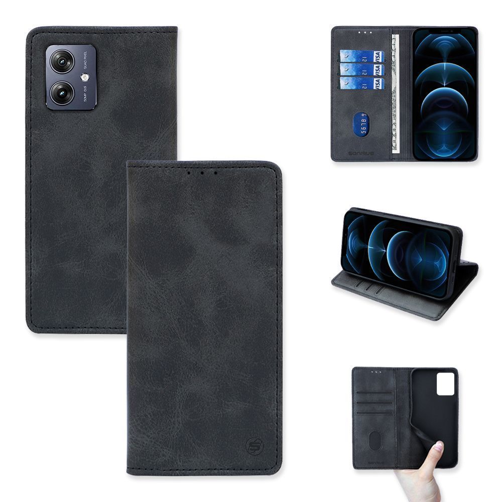 Θήκη Πορτοφόλι Vintage Magnet Wallet Sonique Motorola Moto G54 5G / Moto G54 5G Power Μαύρο