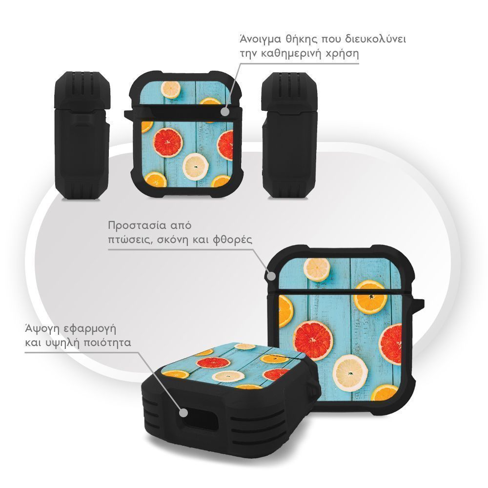 Θήκη Σιλικόνης Sonique Fruit Series για AirPods 1/2 Γκρέιπφρουτ