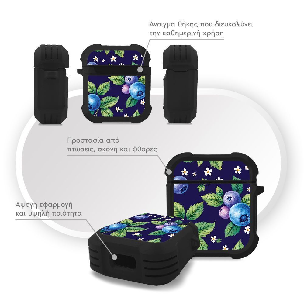 Θήκη Σιλικόνης Sonique Fruit Series για AirPods 1/2 Μύρτιλο 01