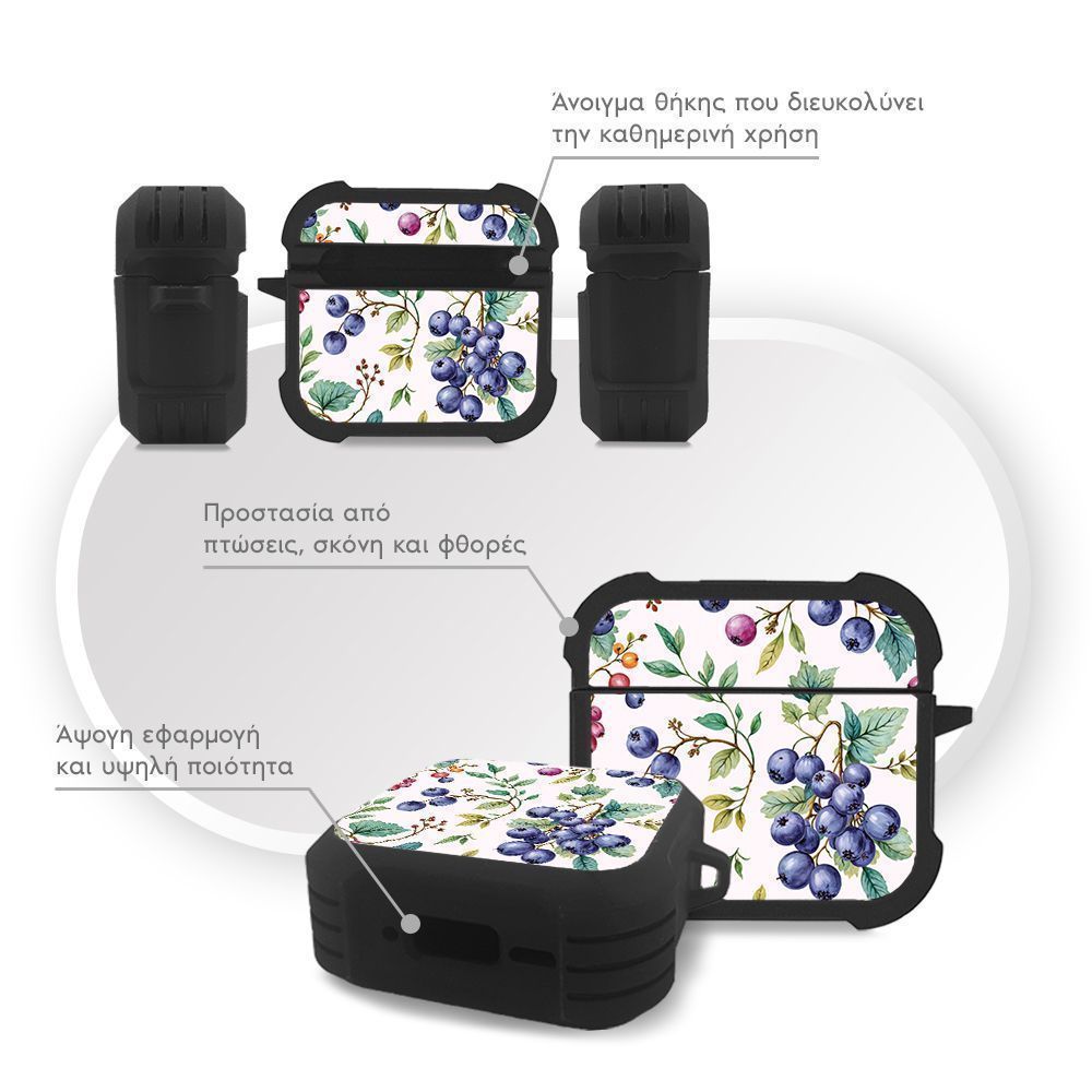 Θήκη Σιλικόνης Sonique Fruit Series για AirPods 4 Μύρτιλο