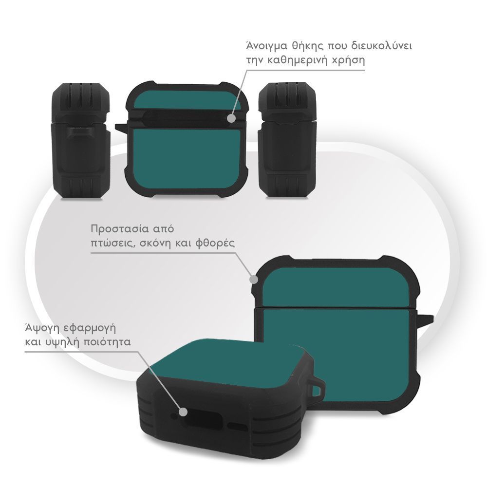 Θήκη Σιλικόνης Sonique ColorBloc Series για AirPods 4 Πετρόλ