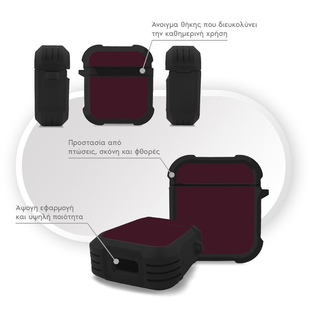 Θήκη Σιλικόνης Sonique ColorBloc Series για AirPods 1/2 Μπορντό