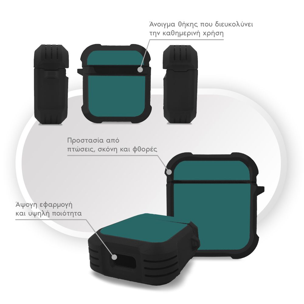 Θήκη Σιλικόνης Sonique ColorBloc Series για AirPods 1/2 Πετρόλ