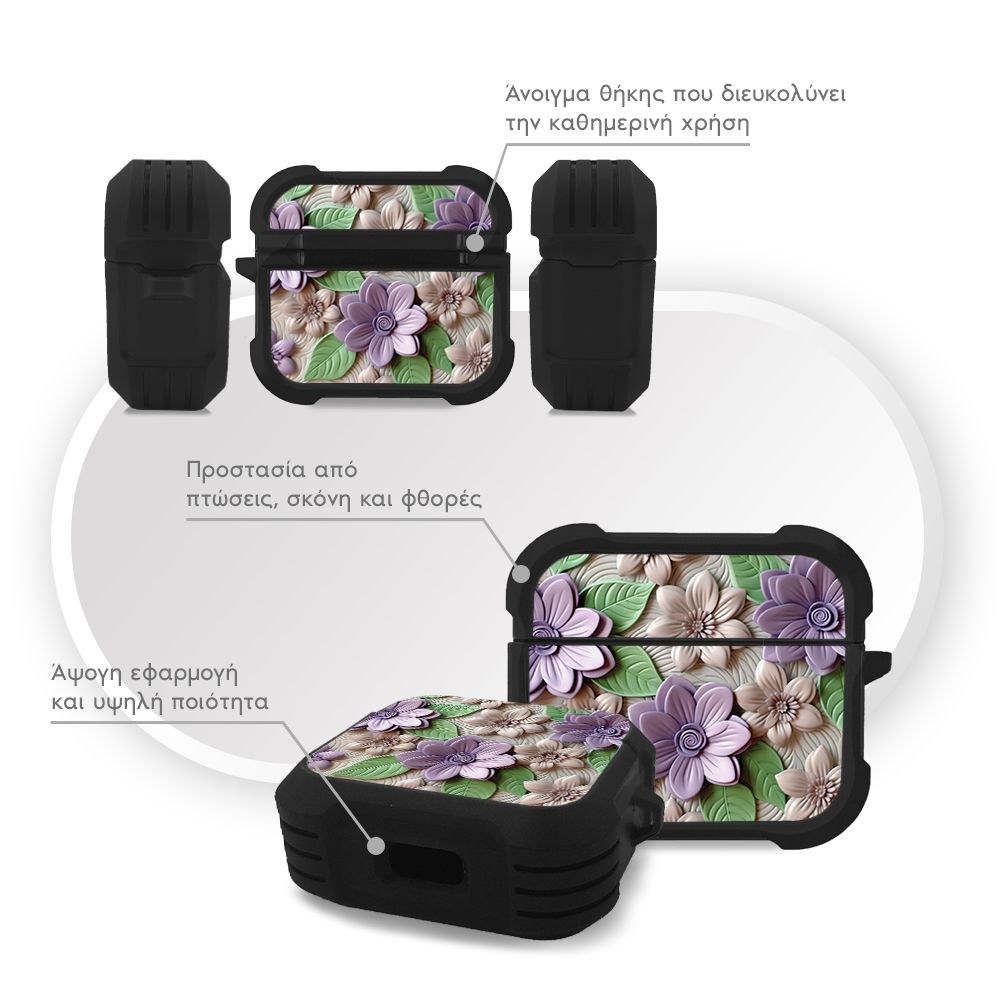 Θήκη Σιλικόνης Sonique 3D Flower Series για AirPods 3 Βιολετί
