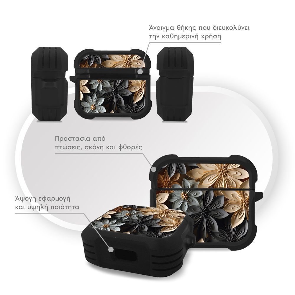 Θήκη Σιλικόνης Sonique 3D Flower Series για AirPods 3 Γκρι