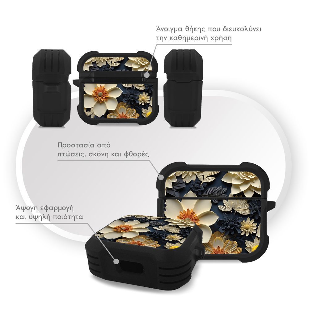 Θήκη Σιλικόνης Sonique 3D Flower Series για AirPods 3 Εκρού