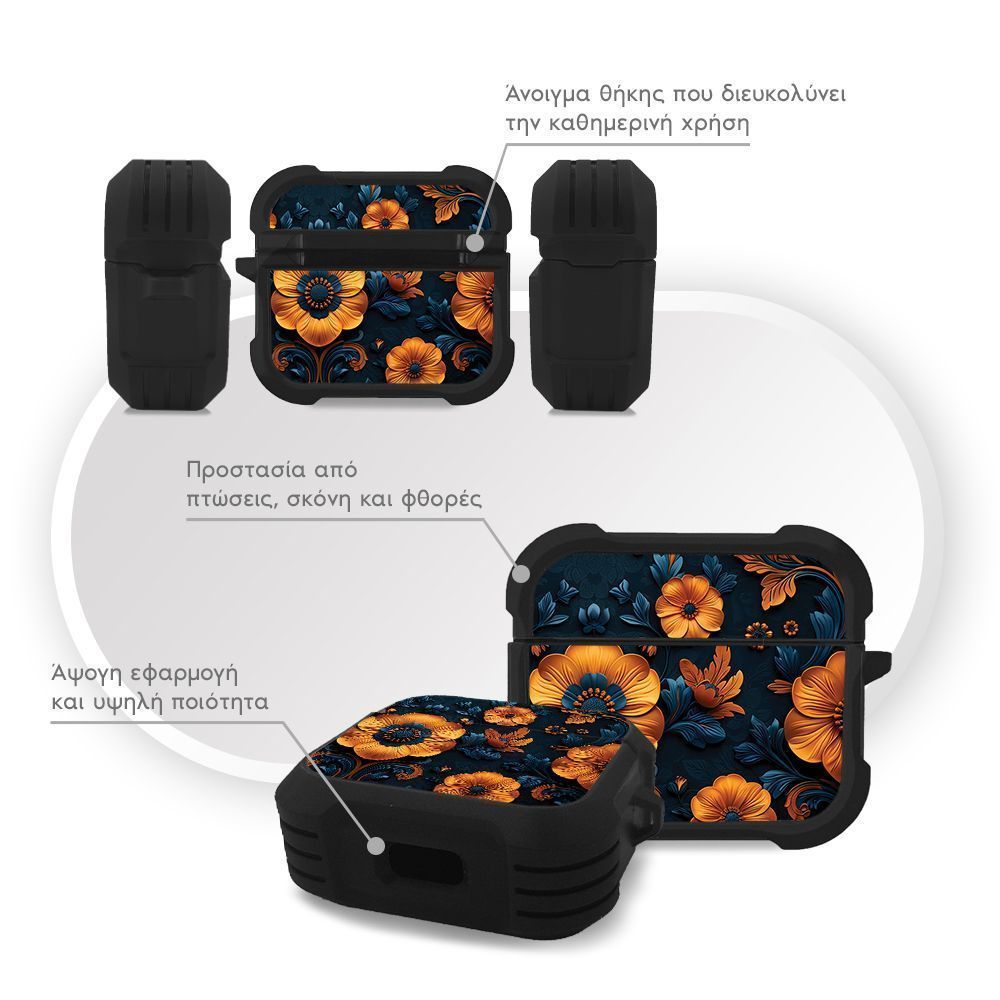 Θήκη Σιλικόνης Sonique 3D Flower Series για AirPods 3 Πορτοκαλί 01