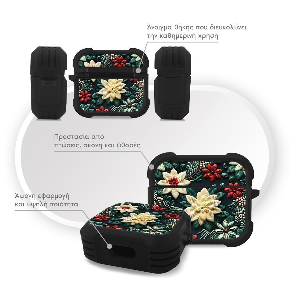 Θήκη Σιλικόνης Sonique 3D Flower Series για AirPods 3 Πράσινο