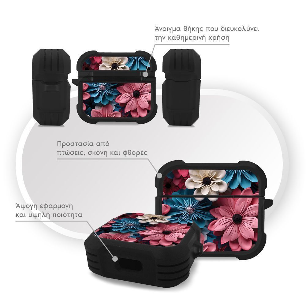 Θήκη Σιλικόνης Sonique 3D Flower Series για AirPods 3 Ροζ 01