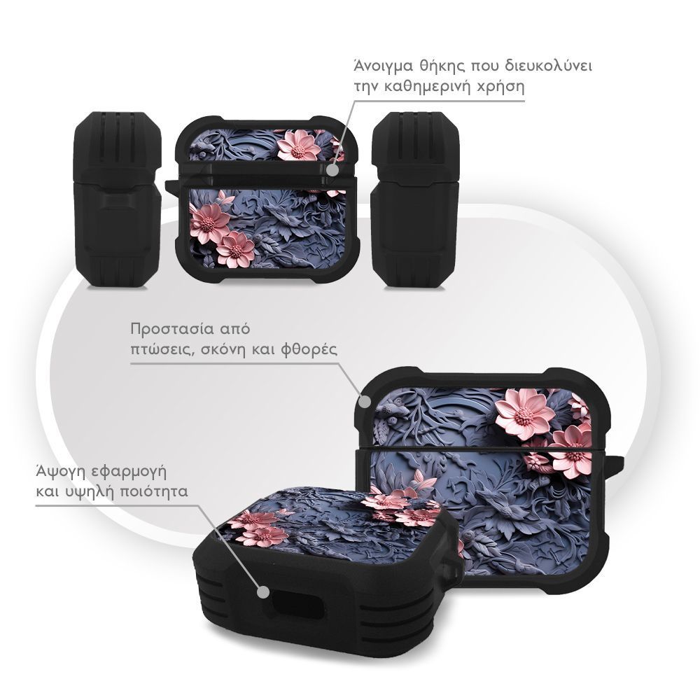 Θήκη Σιλικόνης Sonique 3D Flower Series για AirPods 3 Ροζ 02