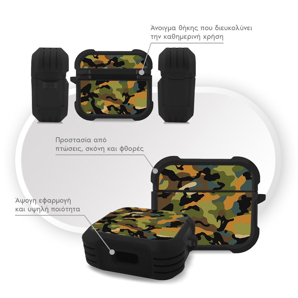 Θήκη Σιλικόνης Sonique Camouflage Army Series για AirPods 3 Πράσινο 01