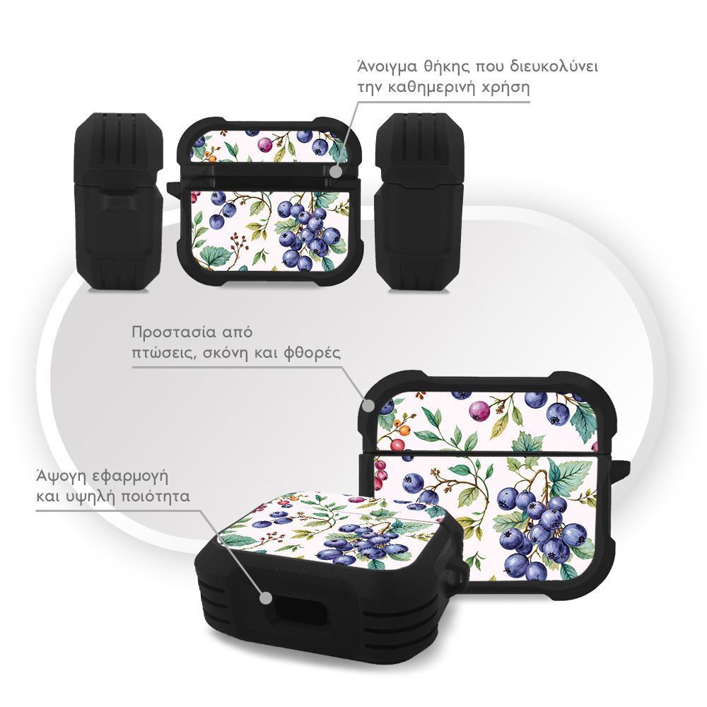 Θήκη Σιλικόνης Sonique Fruit Series για AirPods 3 Μύρτιλο