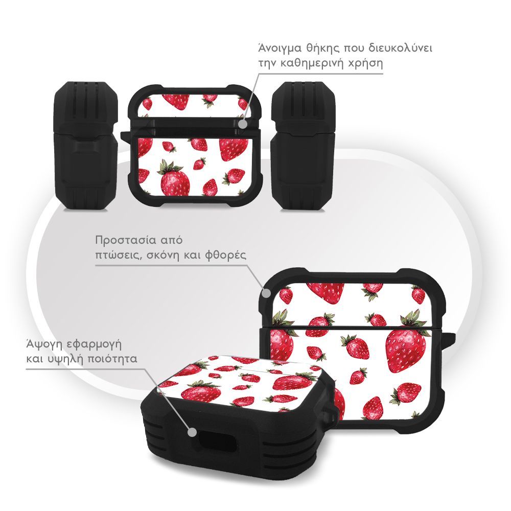 Θήκη Σιλικόνης Sonique Fruit Series για AirPods 3 Φράουλα 01